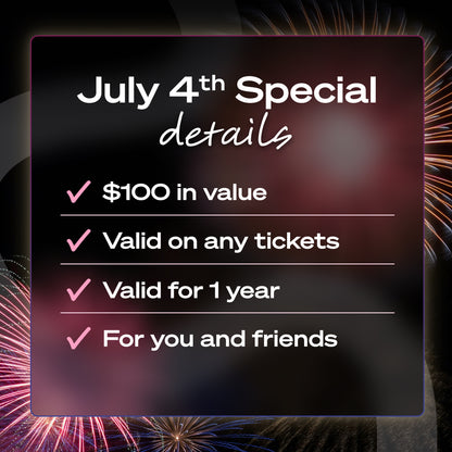 ☆ July 4th ☆ $100 event credit for $50