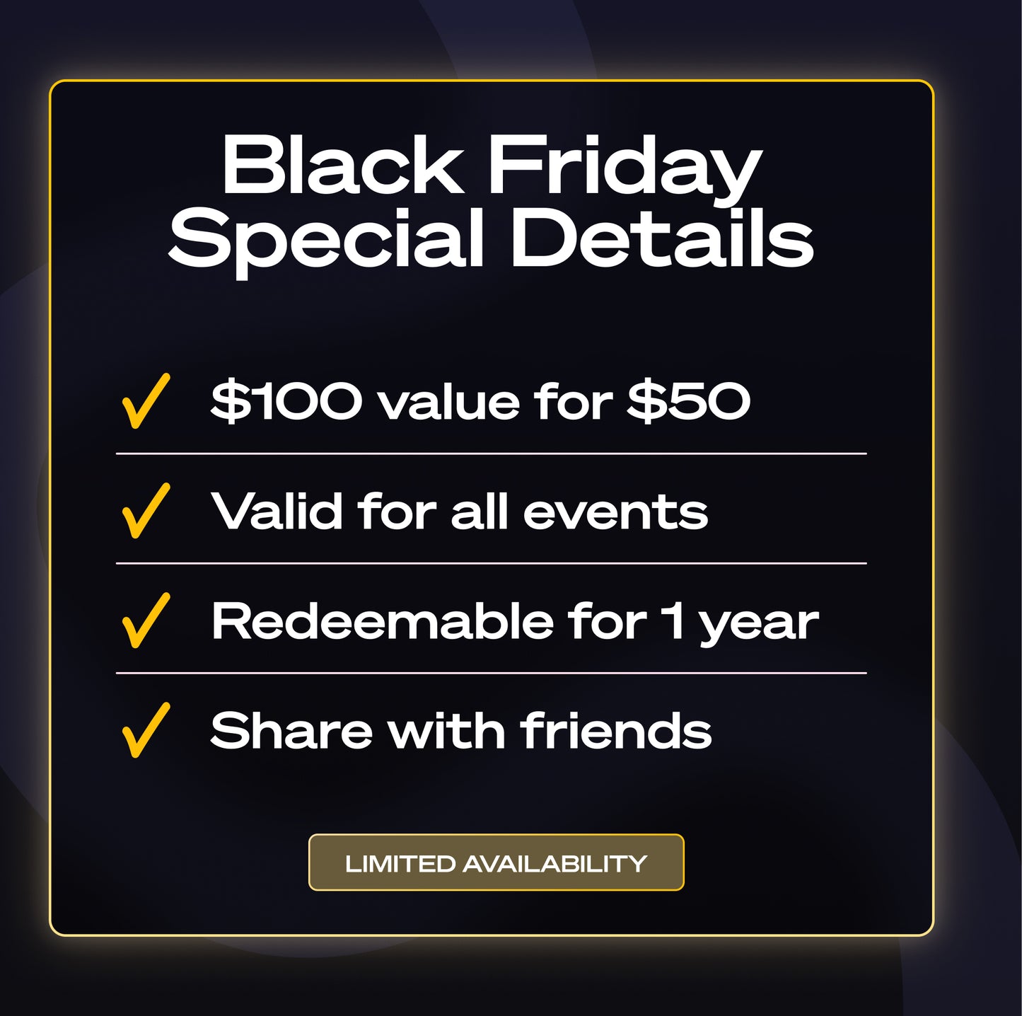 ⭐️ GOLDEN TICKET ⭐️ ($100 event credit)